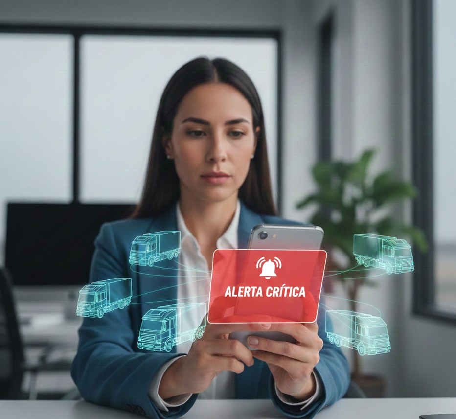 Mapa con avisos de flota en pantalla